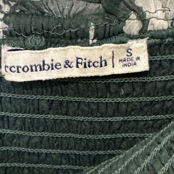 Abercrombie & Fitch Dress Womens Small Green Floral Smocked Ruffle Midi Sundress - Picture 3 of 10